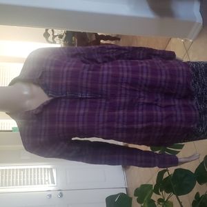 Eliot m purple plaid button down pleated back